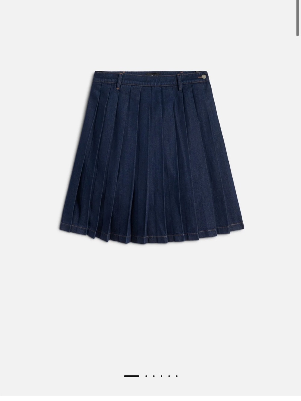 Pleated Denim Skirt - Navy
